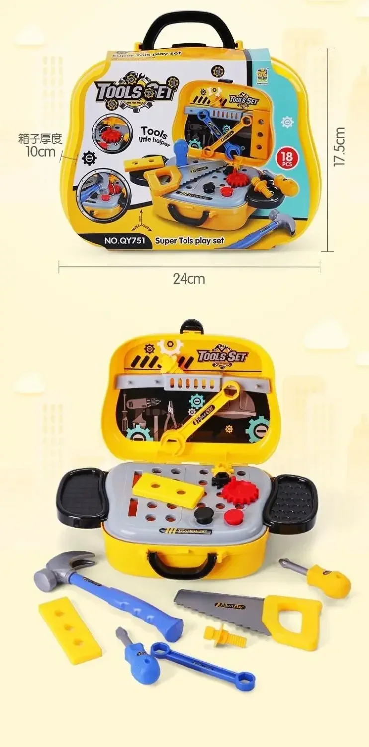 Kids Tool Set 18Piece Play House Children's Toolbox Toy Screwdriver Repair Tool Table Dismantling Pretend Play Christmas Gifts 4