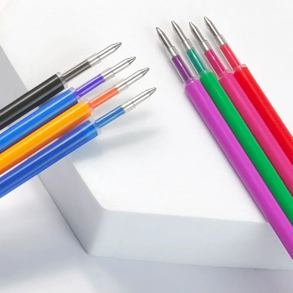 8 개/대 지울 수있는 젤 펜 리필 0.5mm 총알 팁 블루 블랙 레드 잉크 리필 막대 8 색 쓰기 드로잉 그림 빨 수있는 손잡이
