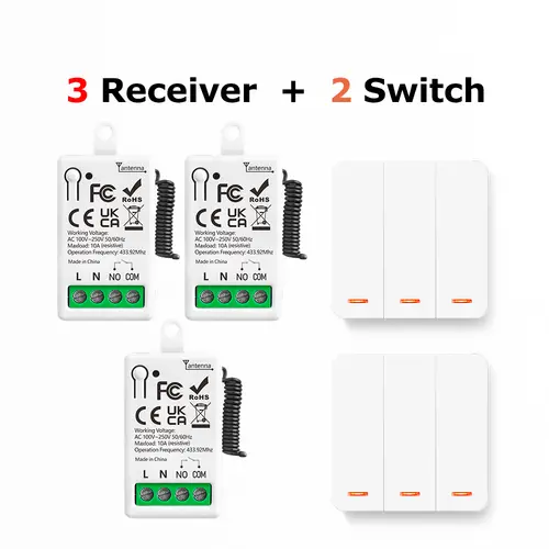 433MHz Smart Light Switch AC 110V 220V Receiver and 1/2/3Gang 86 Wireless Push Button Switch Transmit 50m for Home Improvement - Image 13