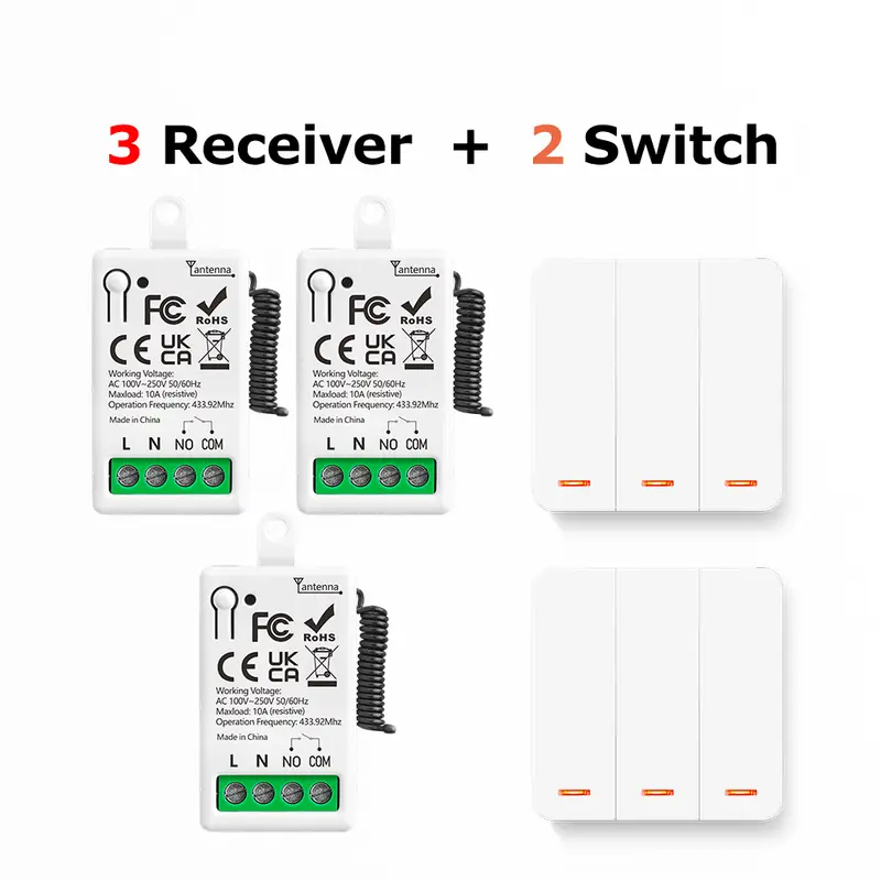 433MHz Smart Light Switch AC 110V 220V Receiver and 1/2/3Gang 86 Wireless Push Button Switch Transmit 50m for Home Improvement - Image 13