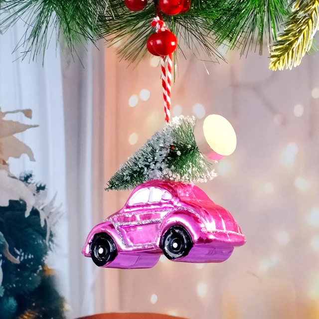 Rot Blau Weihnachten Auto mit baum Ornamente 2023 Navidad Weihnachten  Dekoration für Weihnachten baum Anhänger Neue Jahr Party Kinder Geschenke -  AliExpress