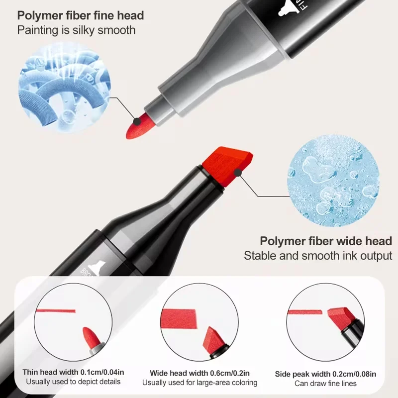 48/120개 전문가용 알코올 기반 양면 아트 마커 세트(받침대 포함), 드로잉, 디자인, 스케칭, 아트 창작에 적합