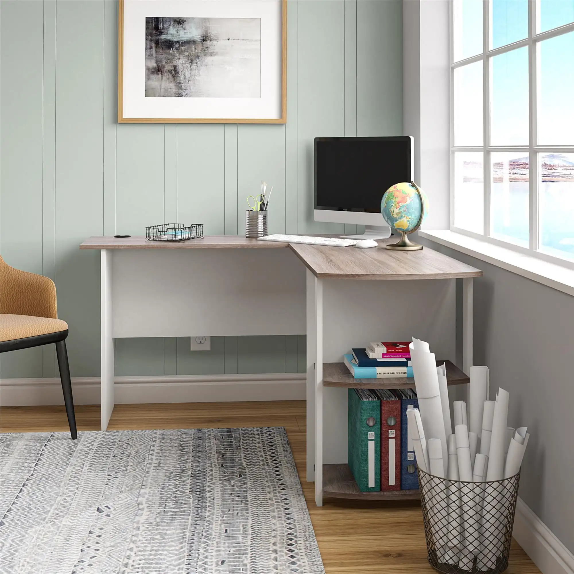 

Ameriwood Home Dominic L Desk with Bookshelves, White