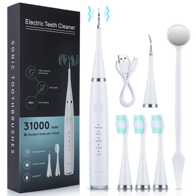 thumbnail image 1 of Limpiador dental ultrasónico 6 en 1, raspador, eliminador de sarro, cepillo de dientes eléctrico, limpiador sónico de placa dental, limpiador de dientes, 1 of 5