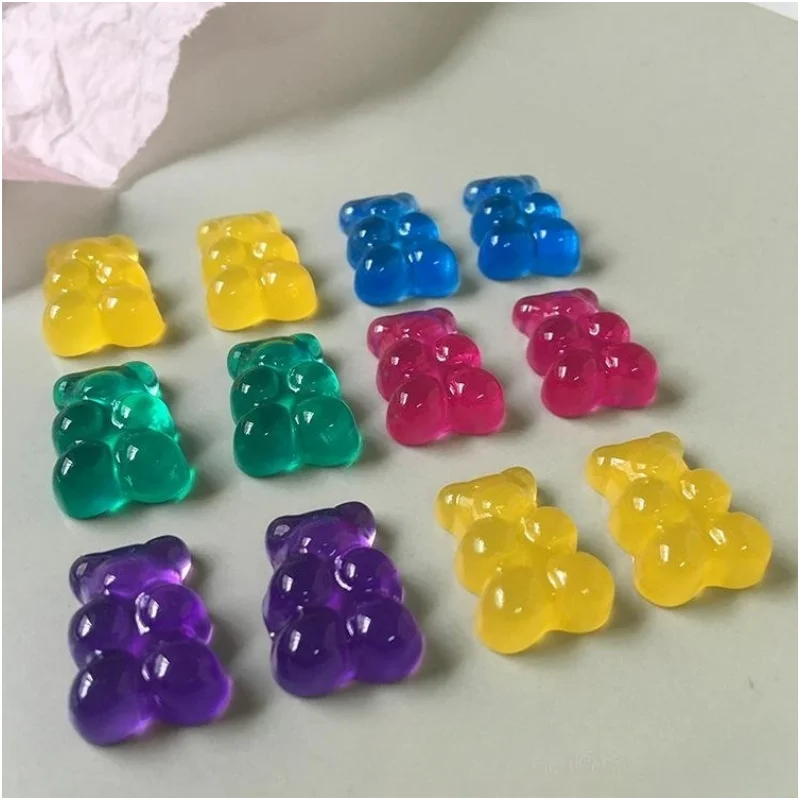 

10pcs Kawaii Cartoon Gummy Resin Bear Nail Art Charms Rhinestone Jewelry Cute Jelly Bear Nail Decorations Accessory DIY 13*18mm