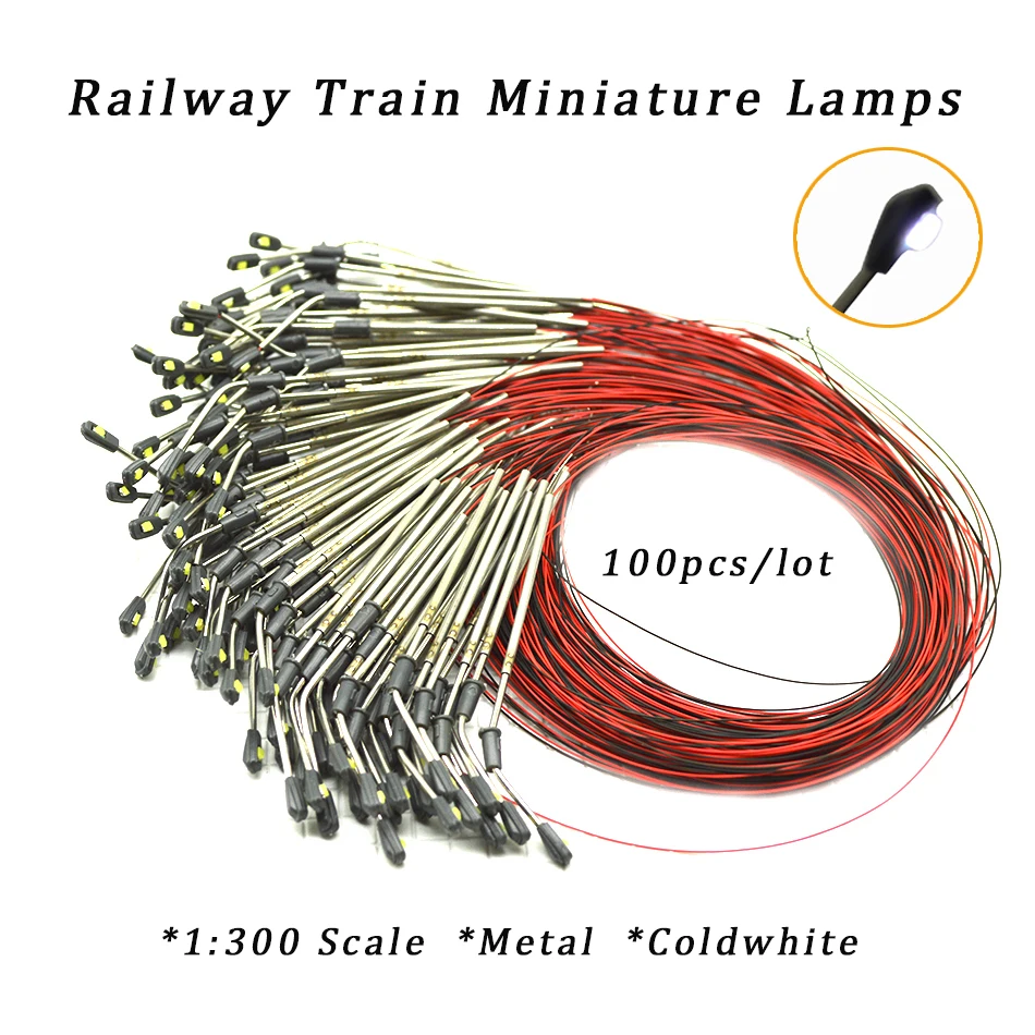 100 stücke 1:300 Skala Lampe Modell Straße Licht Für Diorama Miniatur Architektur Landschaft Edelstahl Weiß 3V LED Modell Lampost