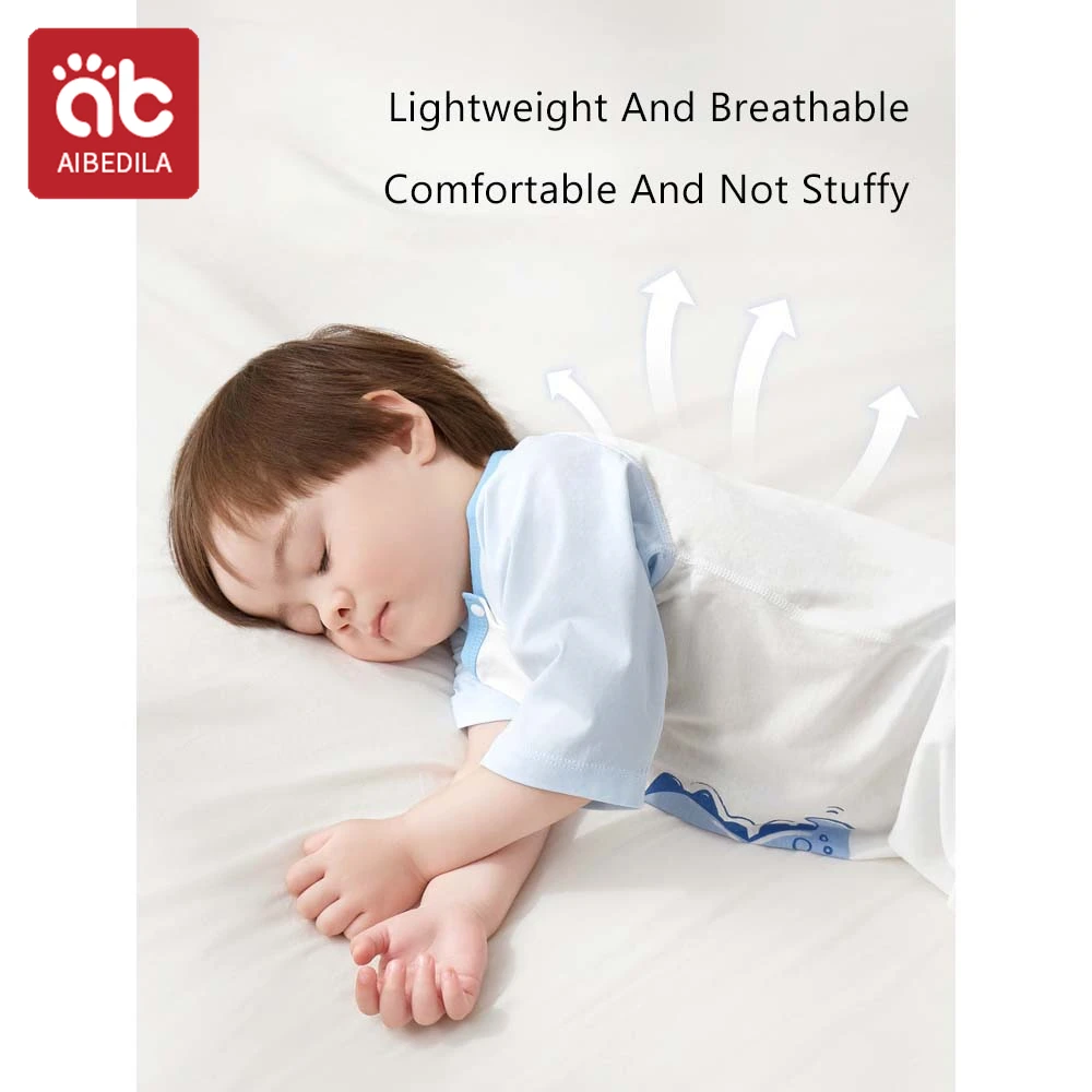 AIBEDILA Baby Sleeping Pajamas Summer Three Quarter Sleeve Robes Newborn Cotton Kids Integrated