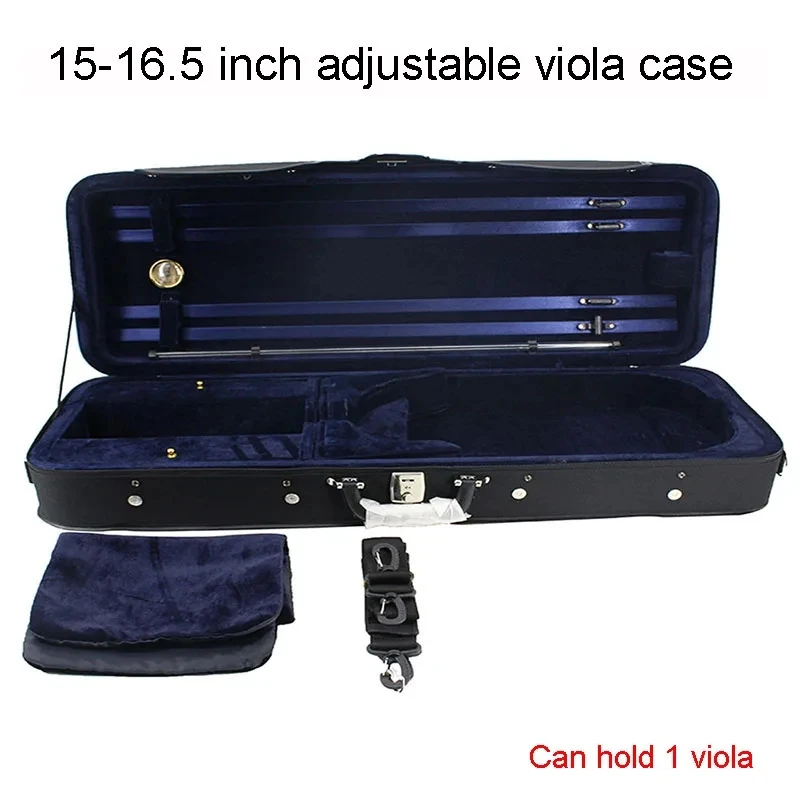 Adjustable Hard Viola Case For 15"-16.5" Violas - Composite Shell, Blue Velvet Lining, Bow Holders & Sheet Bag