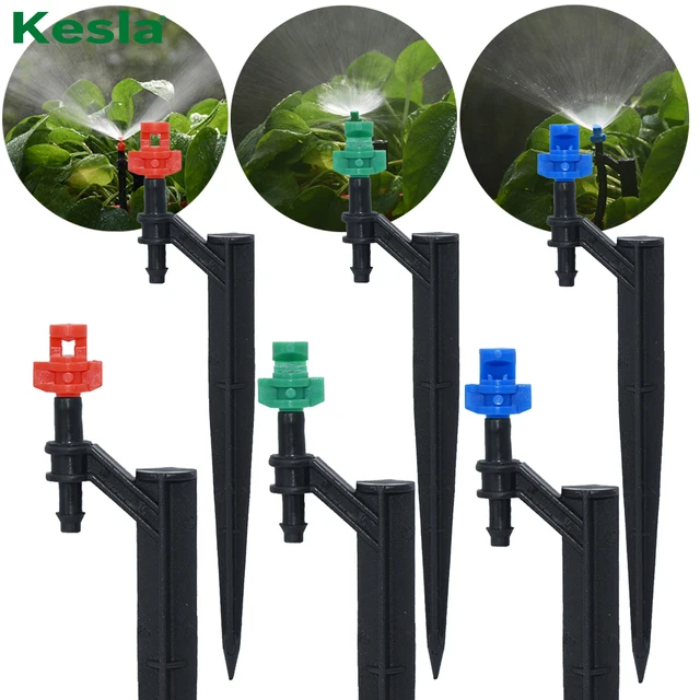 Kesla 20Pcs 90/180/360 Fokos Ködös Fúvóka 13Cm -Es Tét 1/4 ' Barb Kerti Öntöző Sprinkler Csepp Öntözőmezőgazdasági Farm