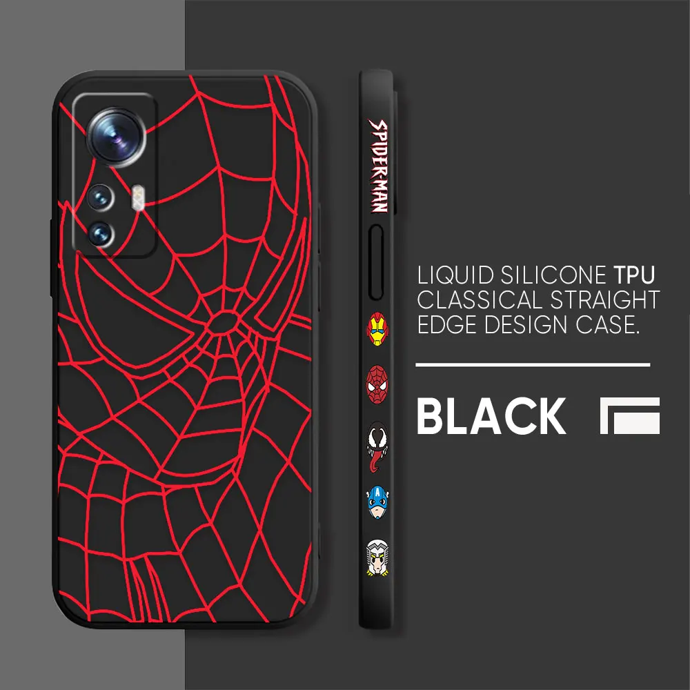 thumbnail image 1 of Case For Xiaomi 13 12 12S 11 11T 10 10S 9 9SE 8 8SE Pro Ultra Lite Colour Simple Liquid Silicone Case Marvel Spider-Man RED Line, 1 of 5