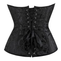 Corset sexy pour femme, imprimé noir, style gothique, avec ceinture amincissante et serre-taille, à lacets, grandes tailles S-XXL 3