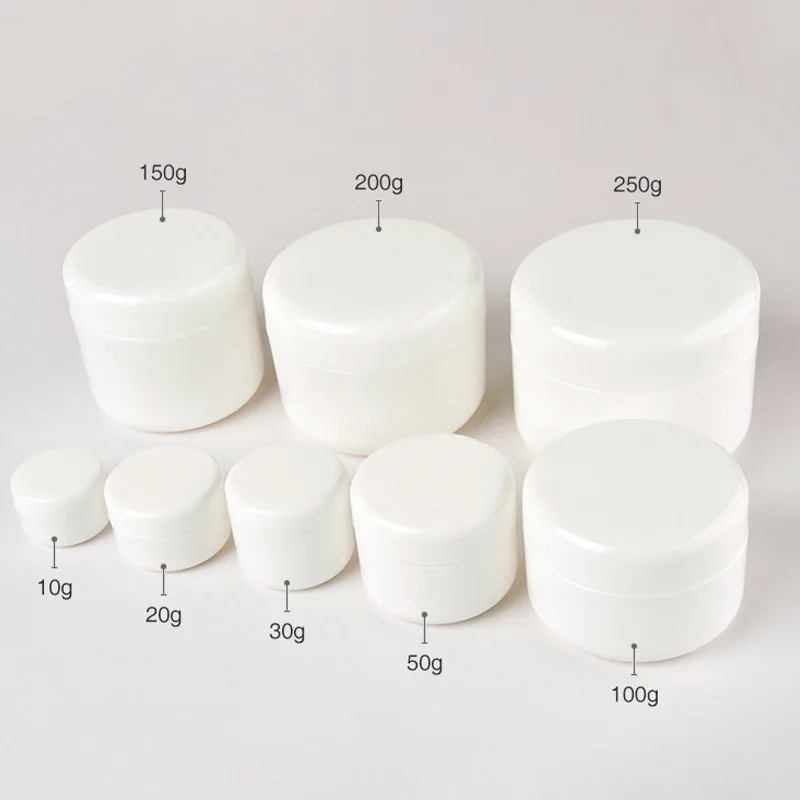 10g-150g Plastic Refillable Bottles Travel Face Cream Jar Grern Yellow Pink White Lotion Cosmetic Container Empty Makeup Pot