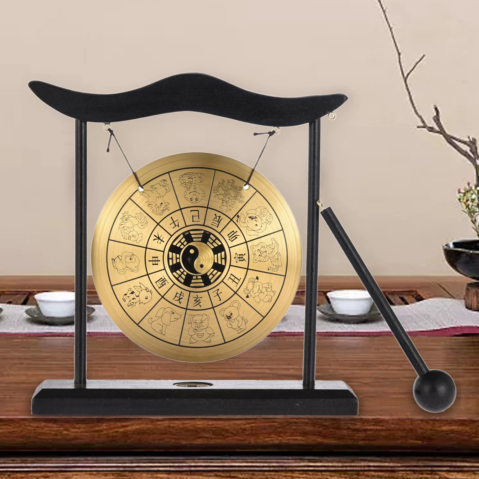 Gong Percussion Instruments Easy To Maintain Mini Gong With Mallet And Stand Agreeable Sound Healing Instruments Wind