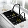 Home Nano Black Kitchen Sinks Double-slot Large Basin Stainless Steel Handmade Sink Home Kitchen Dishwashing Sink Accessories 3