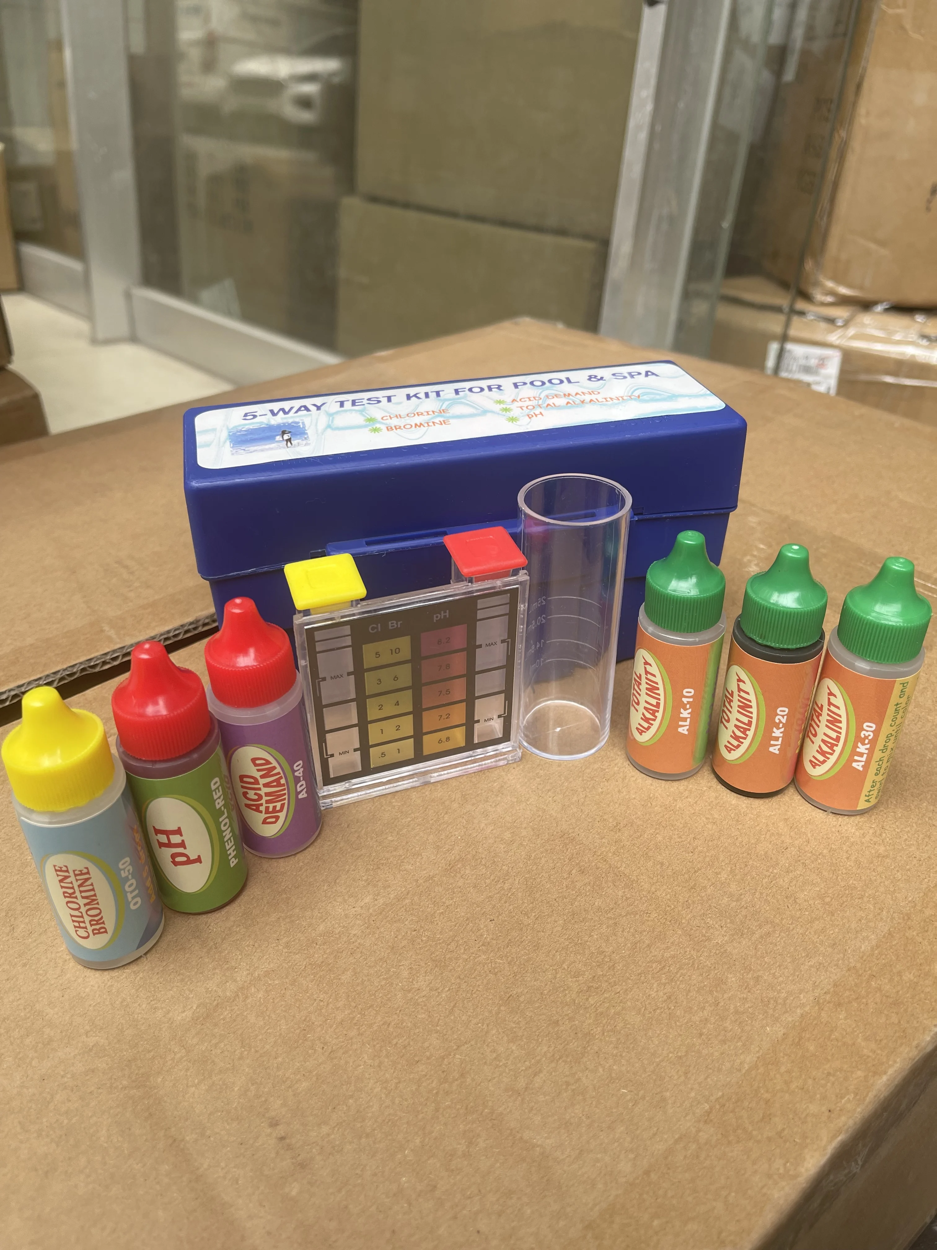 5-Way Test Kit For Pool & SPA Acid Demand Chlorine Total Alkalinity Bromine PH W