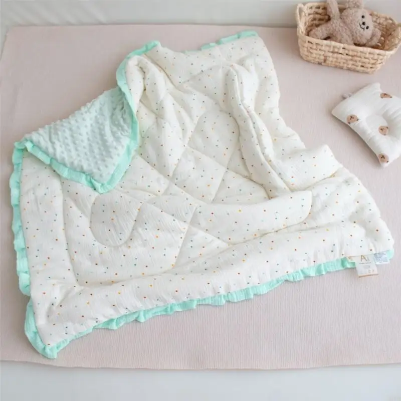 Children's Lace Soothing Blanket for Kindergarten, Baby Throw Ruffed Autumn Winter Thick Quilt Sleep Essential