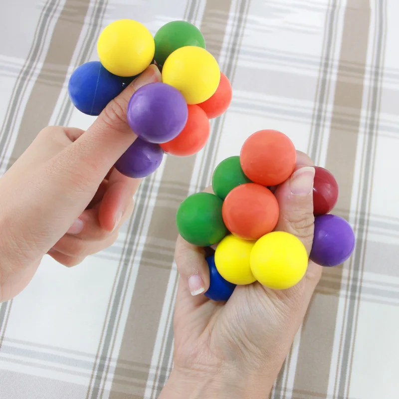 Stress Relief Rlastic Colorful Balls to Relieve Dtress Sensory Toys Autism Fidgeting toys Kids Puzzle Beads Squeeze Ball Gift 1pcs 7cm stress balls rainbow colorful soft foam squeeze squishy balls toys for kids children adults stress relief funny toys