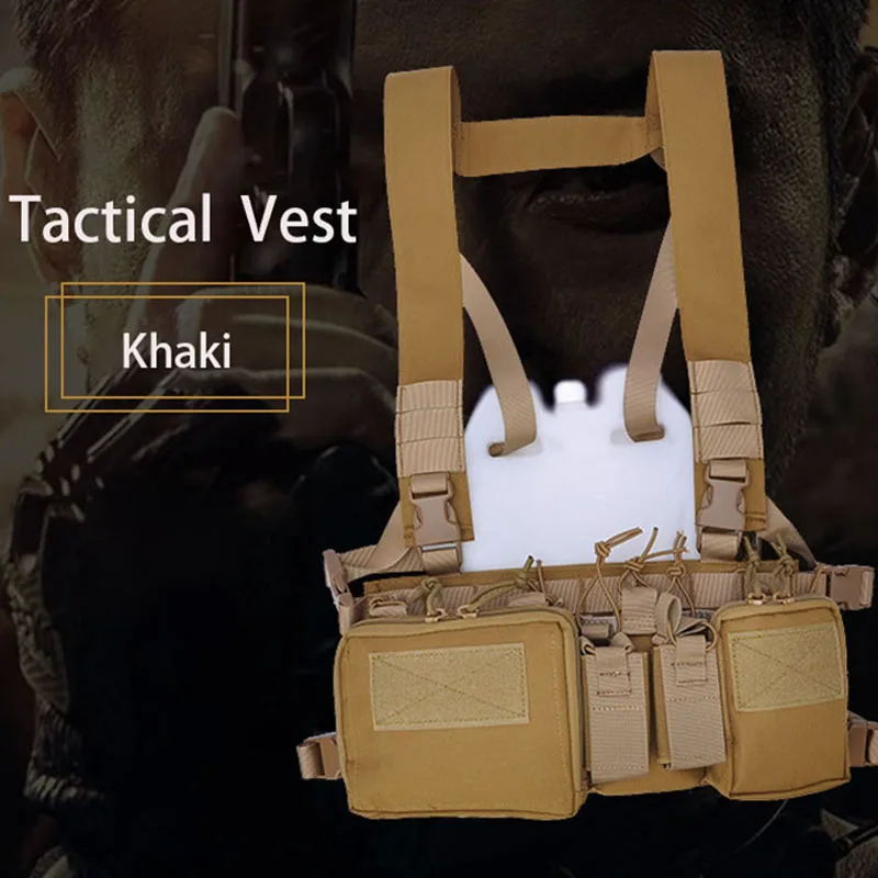 Tactical Chest Vest Rig Bag Field Training Vest Multifunctional Camouflage Strap with Multi-Pocket Outdoor Camping CS Match Pack