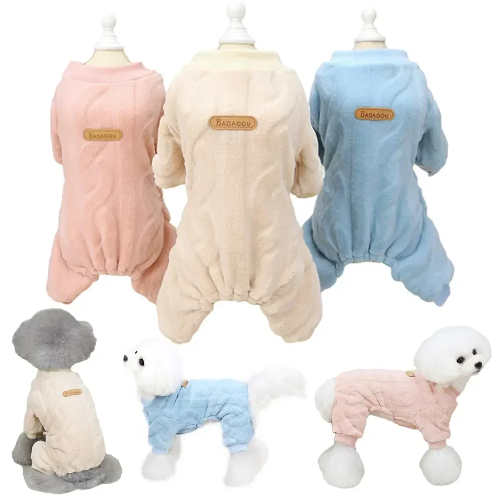 중소형 요키 프렌치 코트 잠옷, 고양이 따뜻한 양털 강아지 의상, 불독 코스튬 치와와 겨울 점프수트