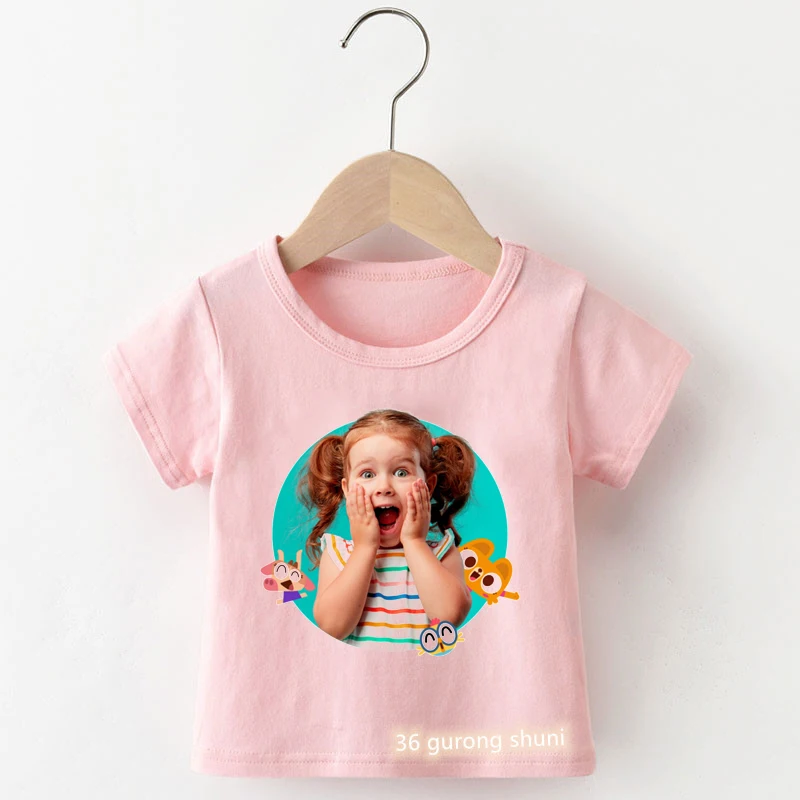 Kawaii kids t-shirts funny Diana cartoon print girls clothes summer Harajuku girls t shirts pink short sleeve tops wholesale children's tees Tops & Tees