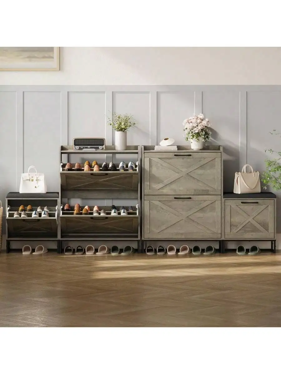 Maupvit Shoe Storage Cabinet with 3 Flip Drawers for 20 Pairs Entryway Shoe Storage with Shoe Bench Narrow Hidden Shoe O 3