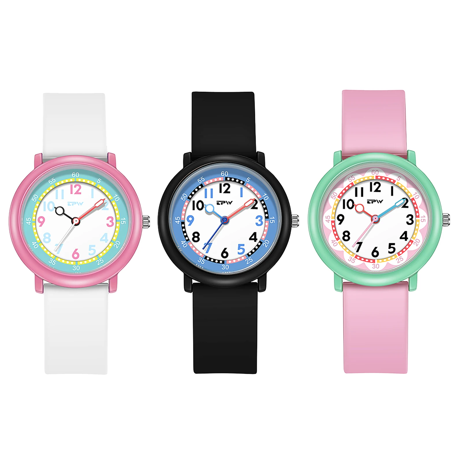 LANCARDO 패션 실리콘 고무 젤리 밴드 어린이 시계, 소년 소녀 학생 귀여운 다채로운 스포츠 손목시계, 크리스마스 선물 