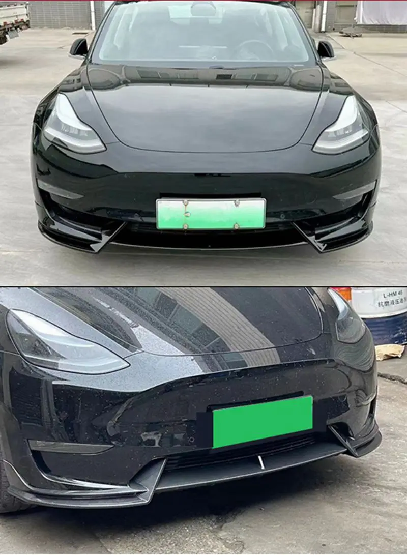 Auto Exterior Parts Front Bumper Lip Chin Diffuser Body Kit Spoiler Deflector Tuning Accessories For Tesla Model 3-Model Y -