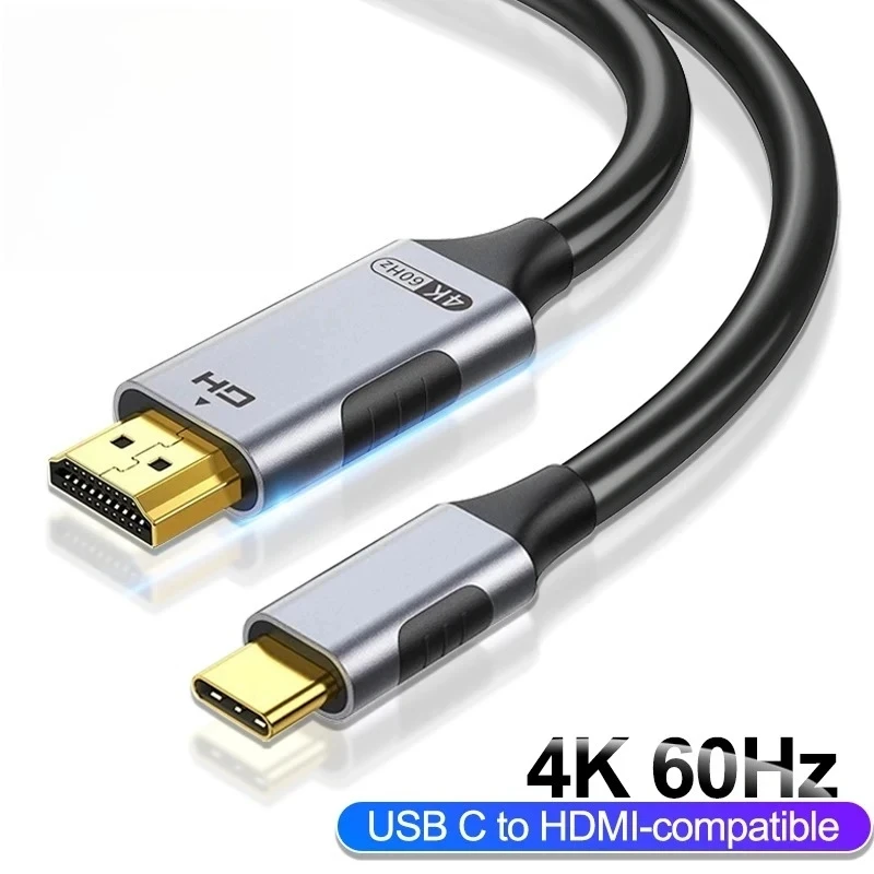 4K USB C-HDMI 호환 케이블 30Hz 60Hz Type C-HDMI 호환 어댑터 노트북 태블릿 아이폰용 썬더볼트 3 코드