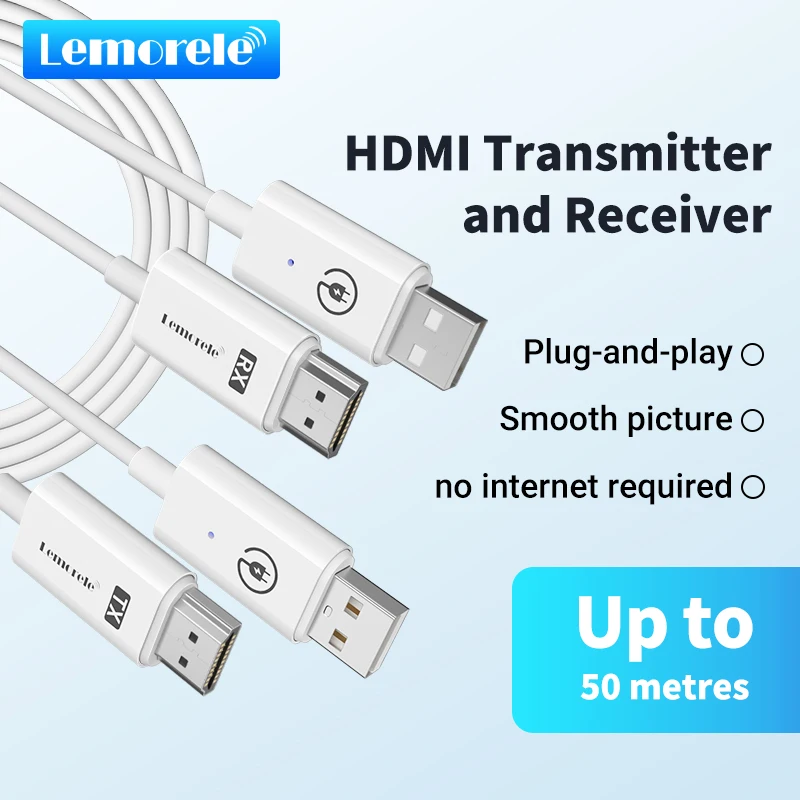 Lemorele HDMI 무선 송신기 수신기 확장기 키트 TV 카메라 스트리밍 ..