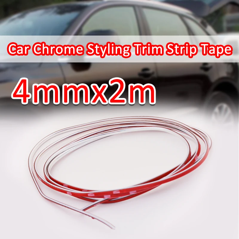 Ruban Adhésif Chromé Pour Voiture 4mm X 6m - Décoratif Et Protection - PVC - Auto-adhésif - Pour Pare-chocs, Portes, Calandre