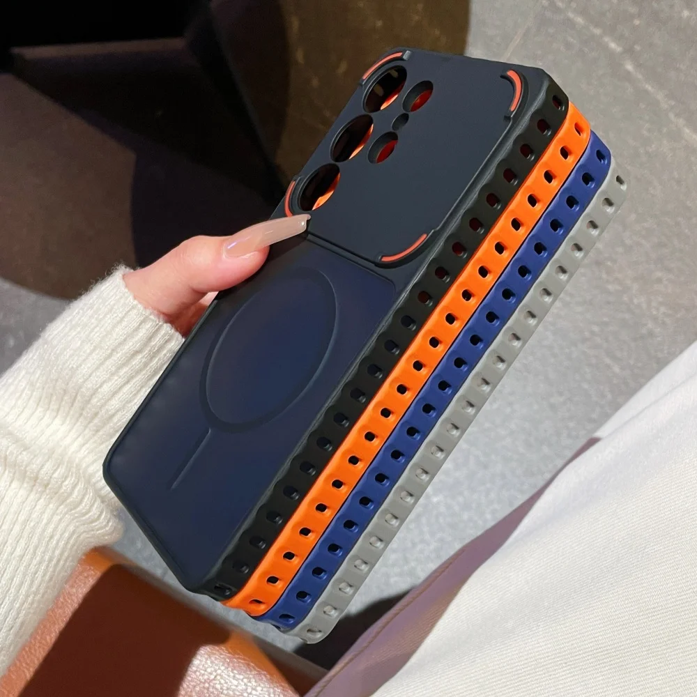 Sleek Armor Magnetic Matte Wireless Charging Phone Case with Heat Dissipation & Camera Protection