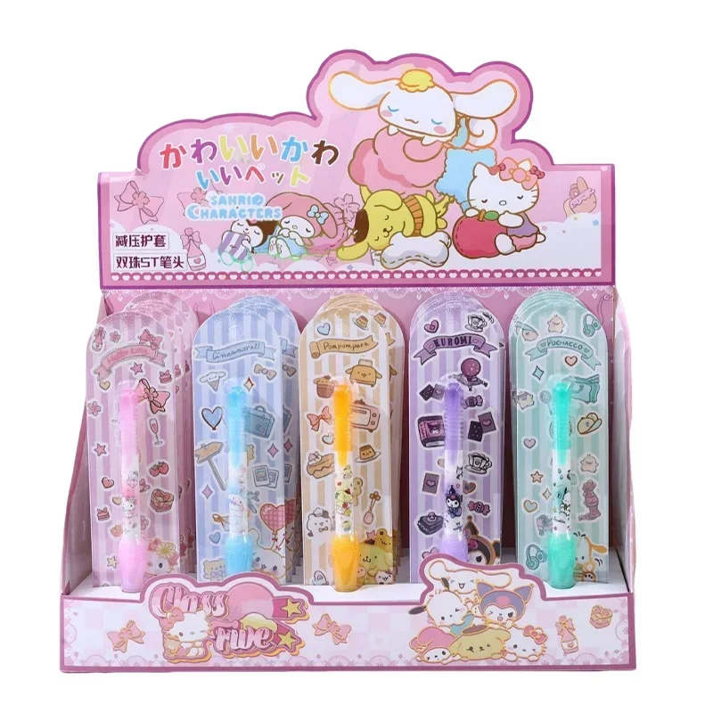 

Sanrio 25pcs Gel Pen Student School Supplies 0.5 Suit Cute Kuromi Melody Creative Decompression Protective Pen Cover Office Pens