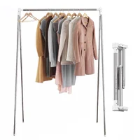 Folding Travel Clothes Drying Rack Stainless Steel Stretchable Indoor Balcony Non Slip Feet Hanger Drying Clothes Rack 1