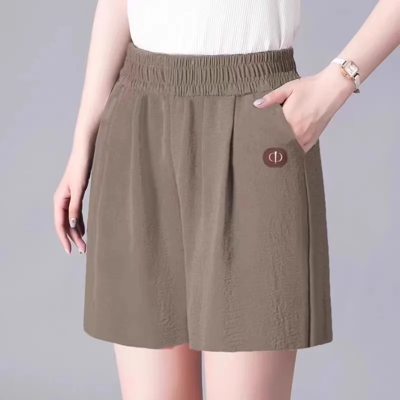 Shorts ice silk wrinkled mocha