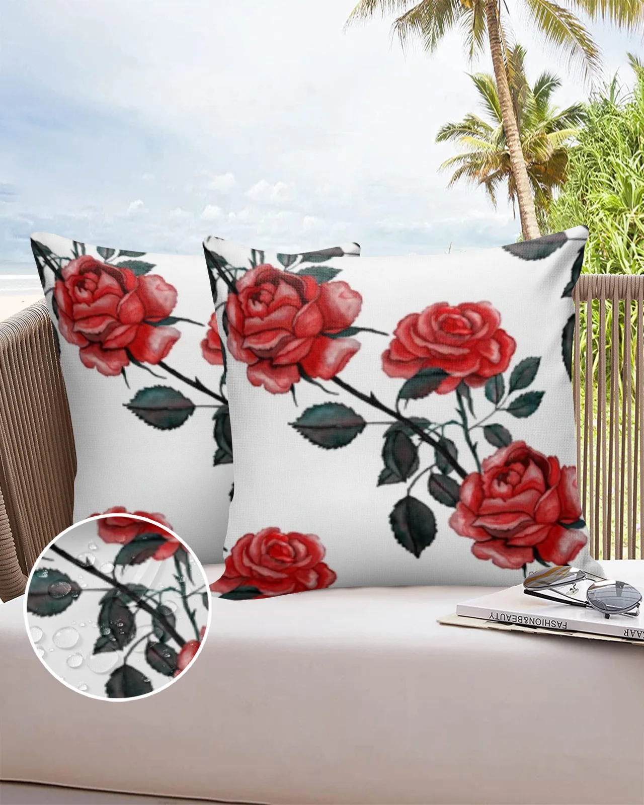 

2/4pcs Watercolor Pattern With Roses Waterproof Pillowcase Home Sofa Office Cushion Covers Home Decor Comfortable Pillow Cover
