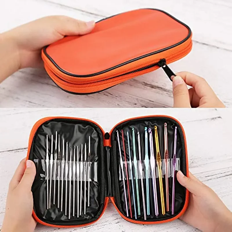 BUDDUR 54PCS 크로 셰 뜨개질 뜨개질 바늘 키트 스티치 마커 및 패브릭 제직을위한 보관 가방 DIY 공예 액세서리 세트