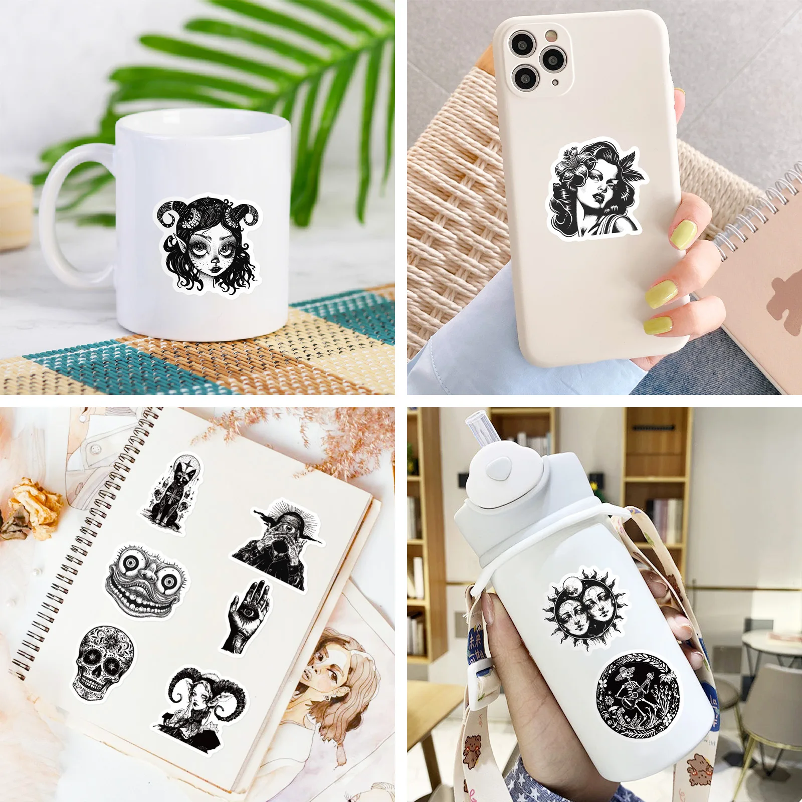 Set of Graffiti Black Gothic Punk Stickers