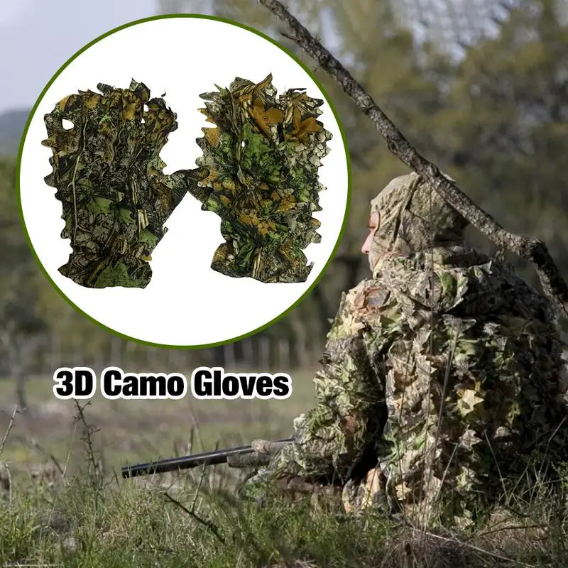 Hunting Ghillie Gloves Camouflage Suit Gloves BionicLeafy Camouflage Headwear For Jungle Wildlife Photography Camouflage
