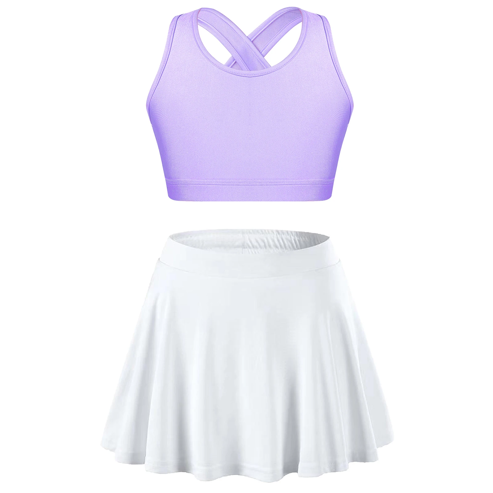 Kids Girls Sports Suits Tracksuits Child Two Pieces Sportswear Sleeveless Crop Top Pleated Skort Skirt for Tennis Workout Outfit with sports suit kids sports suit