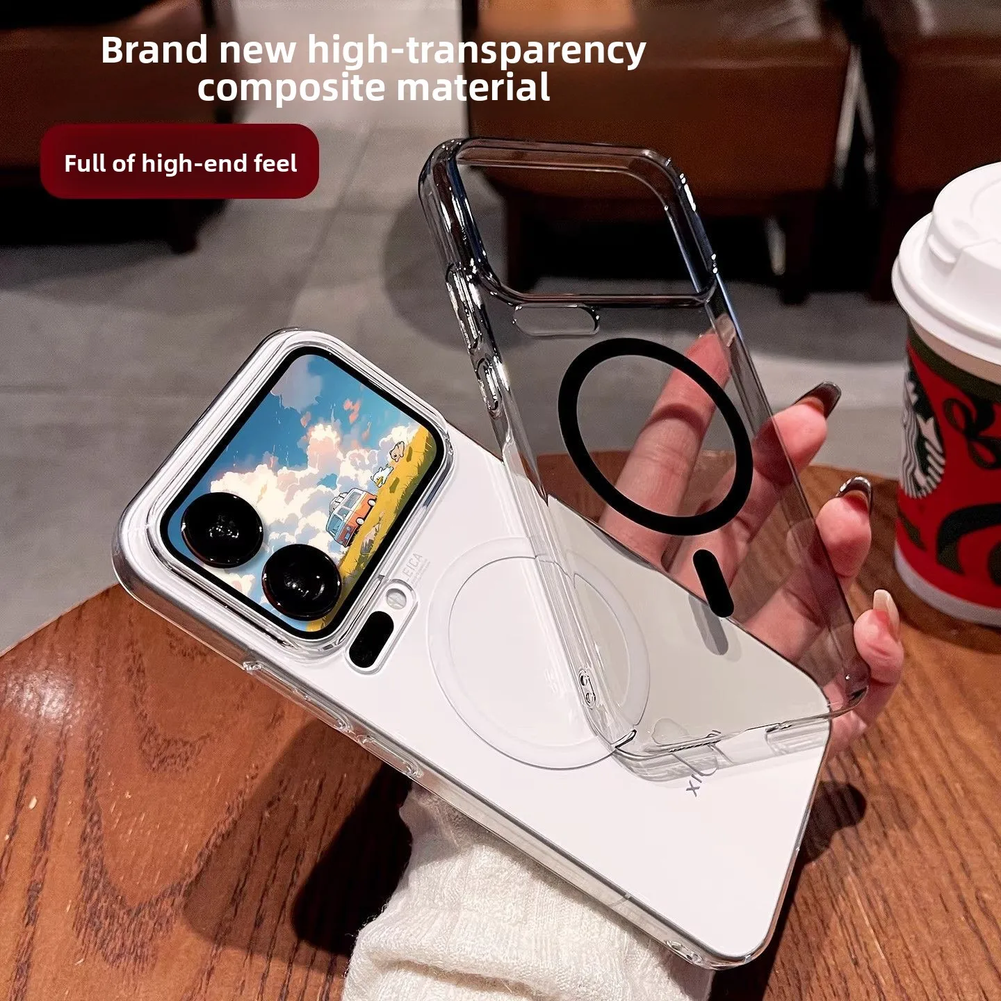 Ultra-Thin Crystal Clear Acrylic Phone Case – Shockproof Magnetic Shell with Magsafe Compatibility