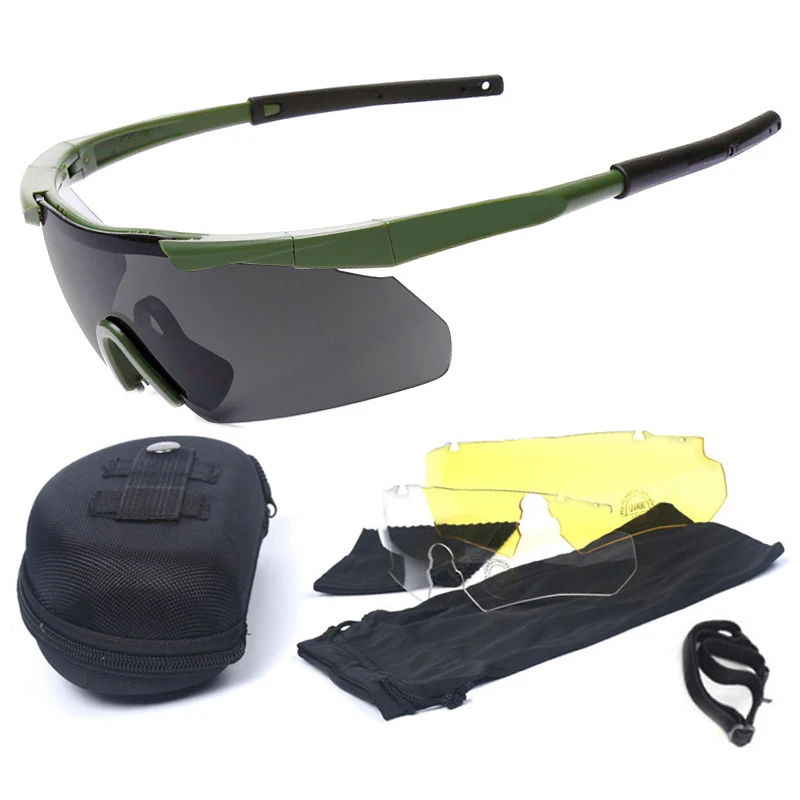 

Military Tactical Goggles CS Airsoft Windproof Shooting Glasses HD 3 Lens Motocross Motorcycle Mountaineering Safe Glasses