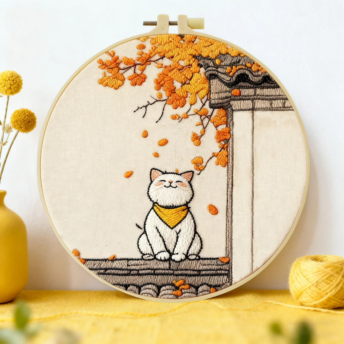 1 Stück 20X20CM/15X15CM 7,87/6,3 Zoll Katzen-Stickerei-Starter-Kit DIY-Kit DIY-Stickerei-Set für Anfänger Heimdekoration