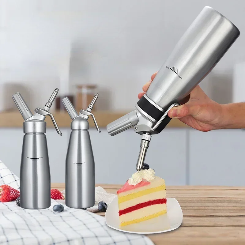 크림 디펜서 휘핑 휘퍼, 장인 크림 휘퍼, 장식 노즐 알루미늄, 500ML
