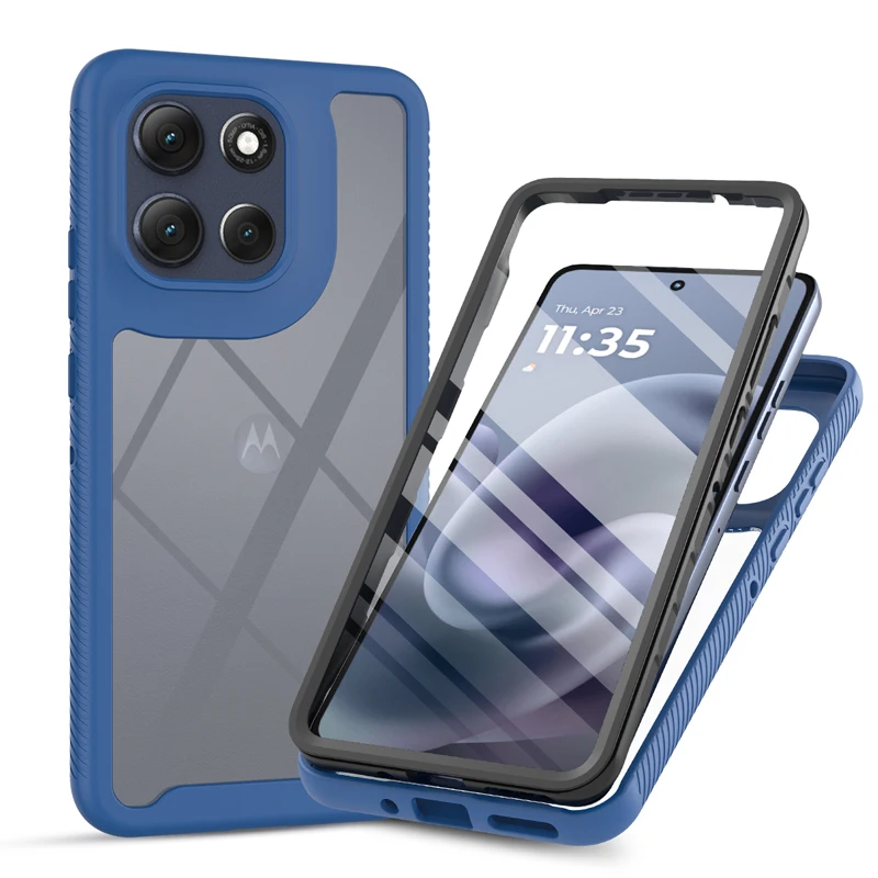 360° Transparent Skin Case with Shock-Resistant Back Cover and Screen Protector