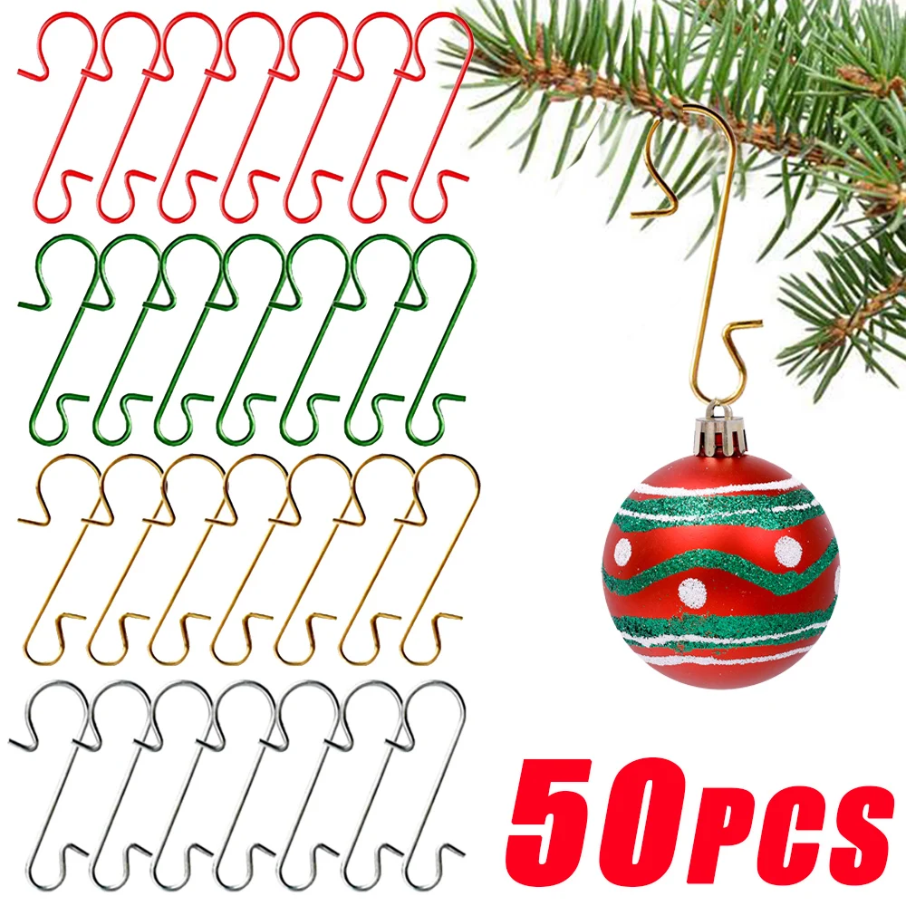 50/10Pcs Christmas Ornament Hooks Metal S-Shaped Hanger Hooks Christmas  Tree Ball Hanging Decoration For Home Navidad New Year - AliExpress