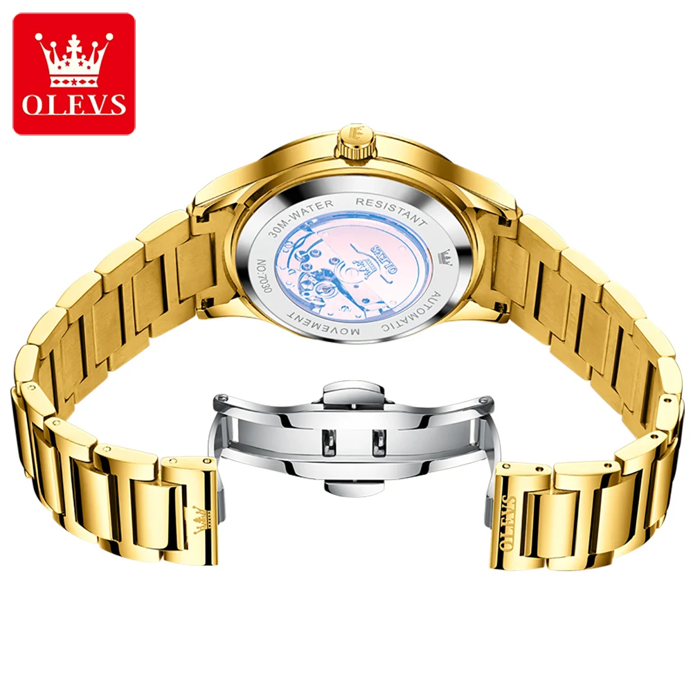 OLEVS 7030 Man Automatic Watch Classic Fashion Mechanical Watch For Men Dual Calendar 42mm Big Dial Dress Wristwatch Waterproof