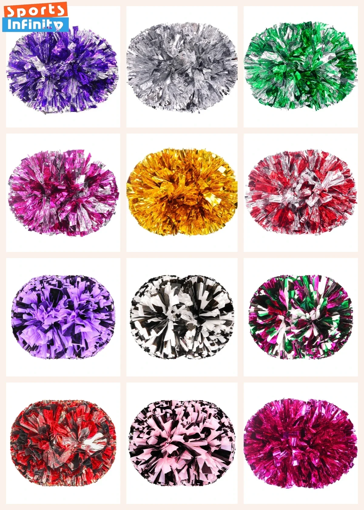 Cheerleading Pom Poms Colorful Handle Cheerleading Pom Poms Big Cheer Balls Silver Red Yellow Blue Hand Dance Pompoms Accessories for Women Girl Kids