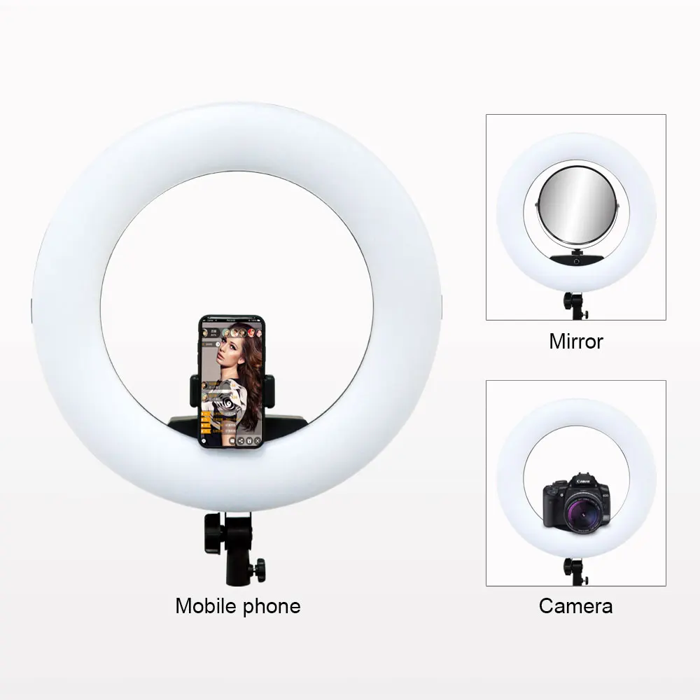 18inch Ring Lights with Tripod Remote Control LED Video Lamp FE480 96W Fill Light Bi-color Photo Studio for Makeup Beauty Salon