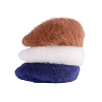 Fashionable Solid Color Men Women Beret Cap Winter Hat - Angora Rabbit Fur Casual Flush Design for Ladies