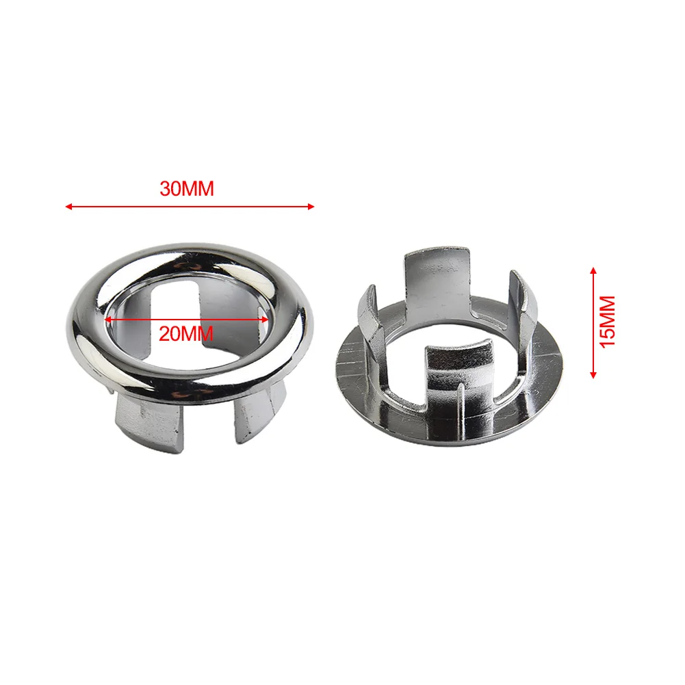

4PCS Kitchen Basin Trim Bath Sink Hole Round Overflow Drain Cap Hollow Wash ABS Silver Sink Ring Home Tool Accessories